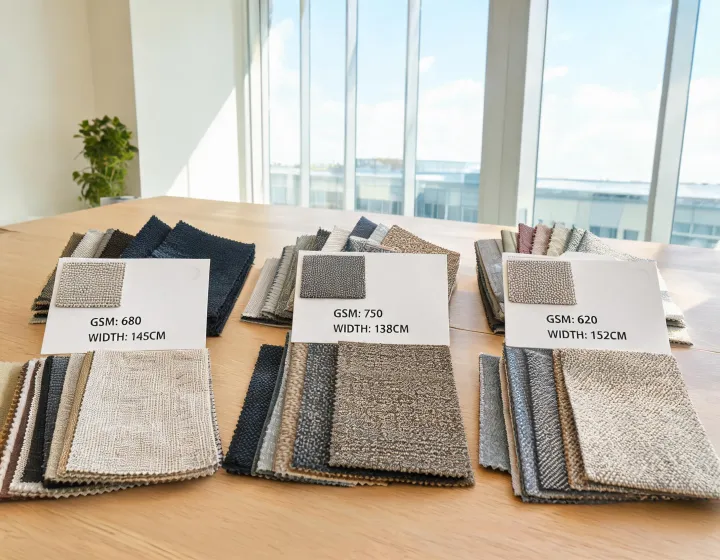 Protective and upholstery fabric samples prepared for selection